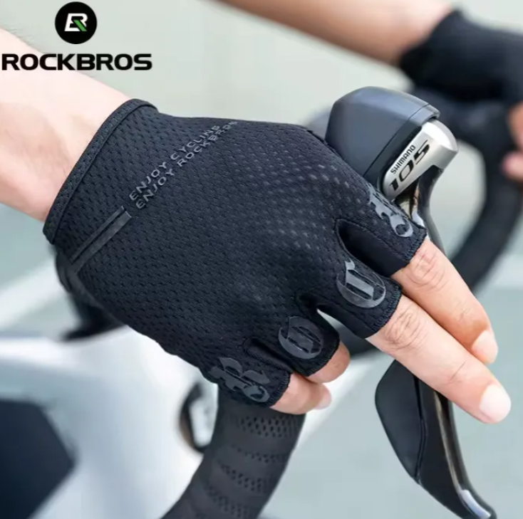 ROCKBROS - Guantes De Medio Dedo S360 Negro