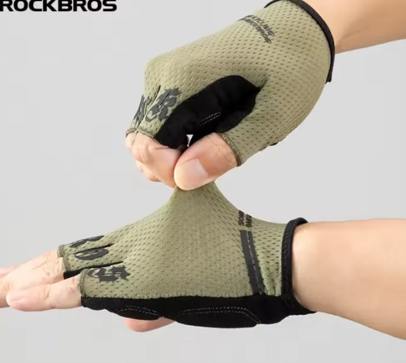 ROCKBROS - Guantes De Medio Dedo S360 Verde