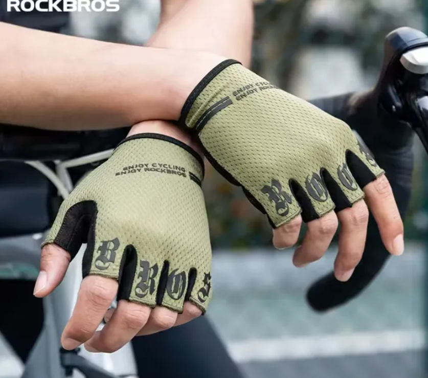 ROCKBROS - Guantes De Medio Dedo S360 Verde