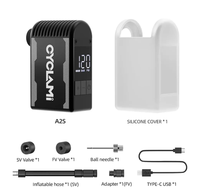 CYCLAMI - Mini Bomba de Aire Con Pantalla 125PSI